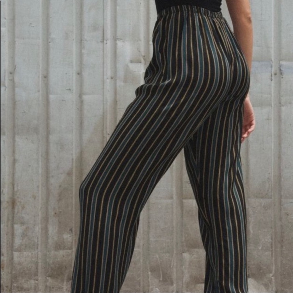 Brandy Melville Green Gold Stripe Frankie Pants